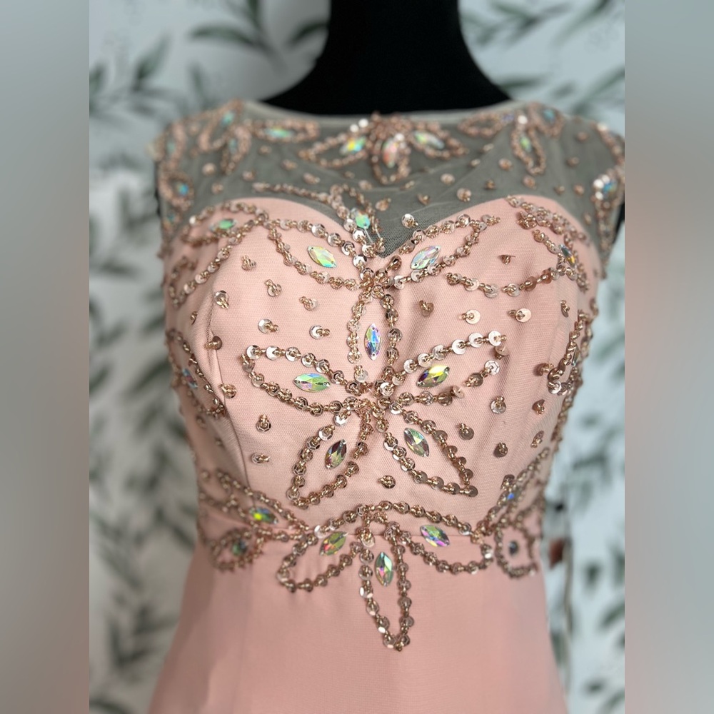 Prom Wedding Maxi Pale Pink Formal Dress Size XS (2) NWT Pageant Ball Gown #9 - Picture 6 of 11